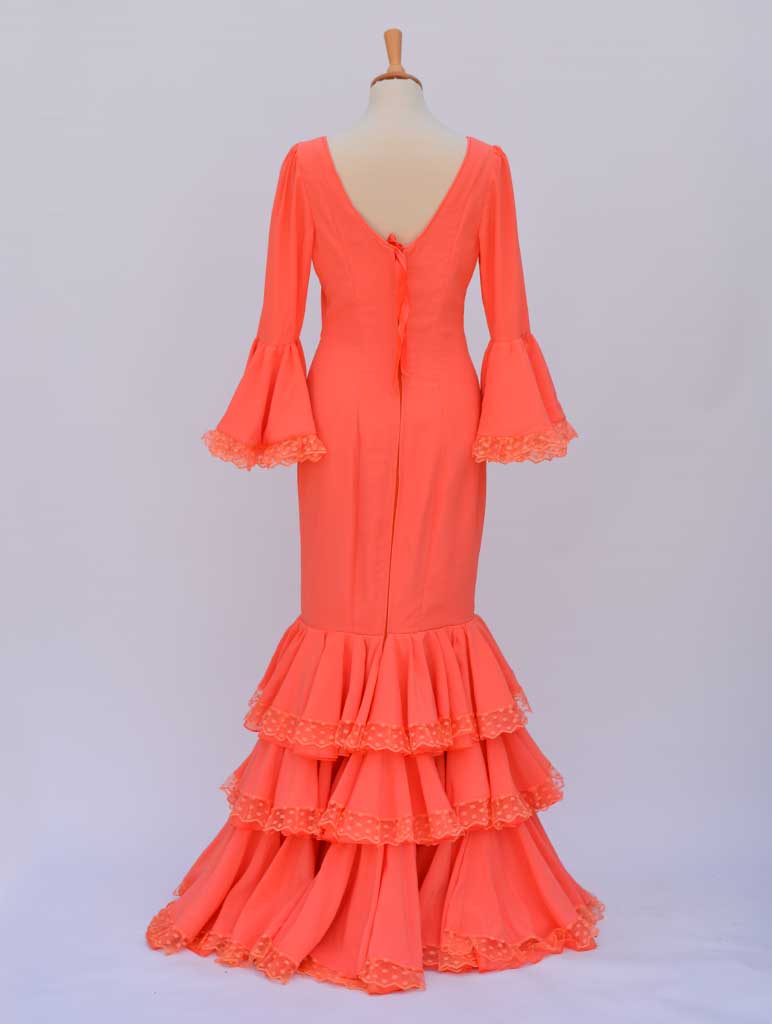 Vestido de flamenca Blanco y Naranja