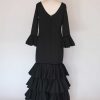 Traje de flamenca elástico negro volantes de capote