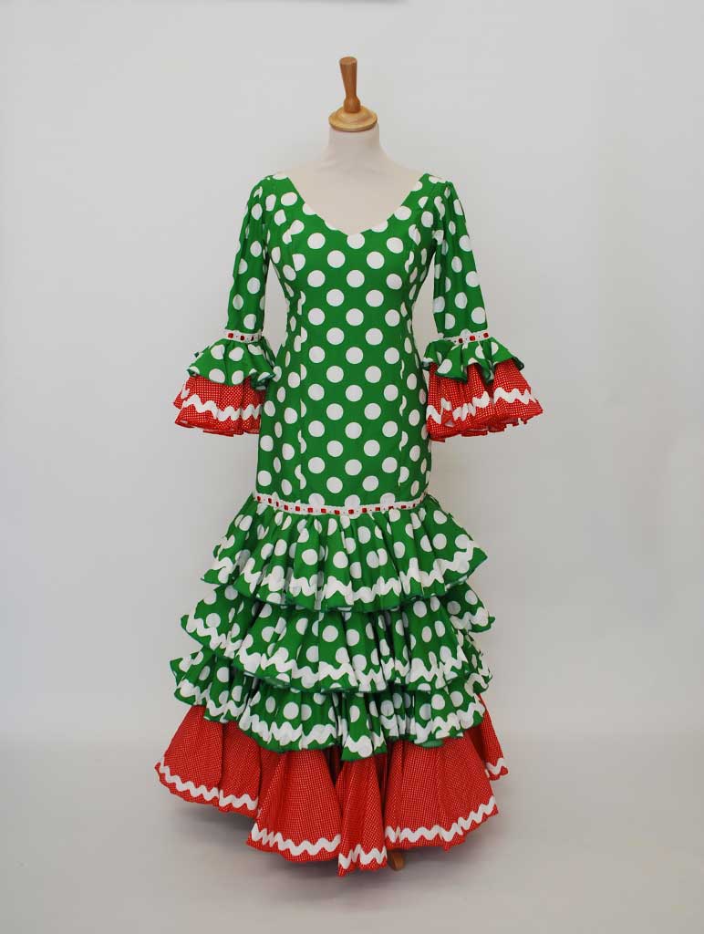 Disfraz de Flamenca Verde con Lunares para Mujer
